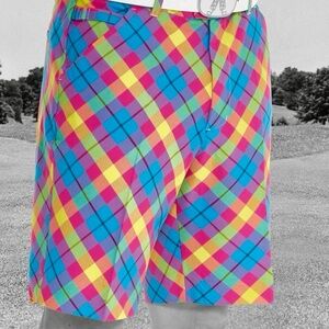 Royal and Awesome - Trippy Tartan plaid golf shorts size 44